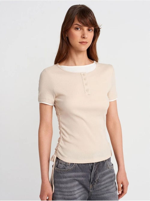 DILVIN T-shirt Femme En Coton, Coupe Slim, Col Rond - Kiabi DILVIN T-shirt Femme En Coton, Coupe Slim, Col Rond - Kiabi