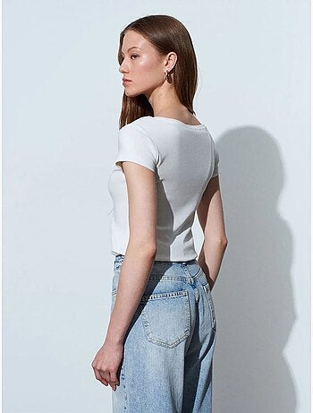 DILVIN T-shirt Femme En Coton, Coupe Slim, Col Rond