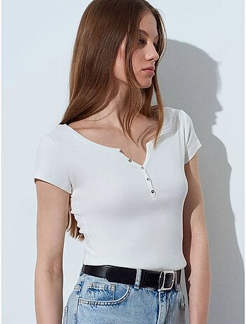 DILVIN T-shirt Femme En Coton, Coupe Slim, Col Rond