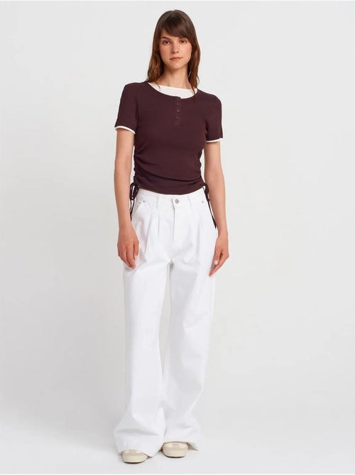 DILVIN T-shirt Femme En Coton, Coupe Slim, Col Rond - Kiabi DILVIN T-shirt Femme En Coton, Coupe Slim, Col Rond - Kiabi