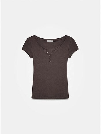 Dilvin t-shirt femme en coton, coupe slim, col rond