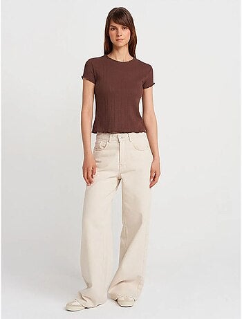 DILVIN T-shirt Femme En Coton, Coupe Slim, Col Rond