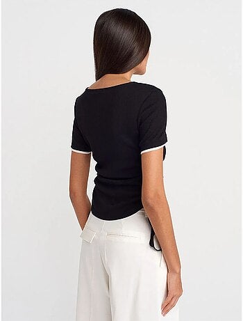 DILVIN T-shirt Femme En Coton, Coupe Slim, Col Rond