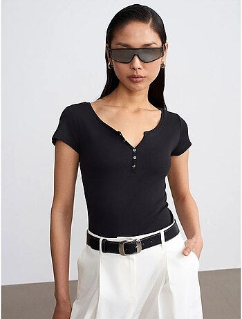 DILVIN T-shirt Femme En Coton, Coupe Slim, Col Rond