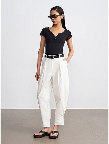 DILVIN T-shirt Femme En Coton, Coupe Slim, Col Rond