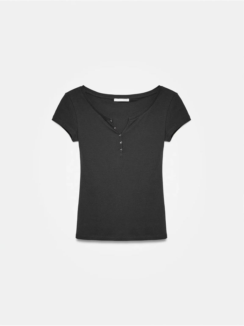 DILVIN T-shirt Femme En Coton, Coupe Slim, Col Rond Noir - Kiabi