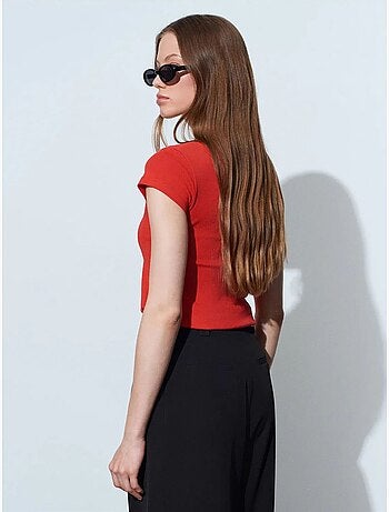 Dilvin t-shirt femme en coton, coupe slim, col rond