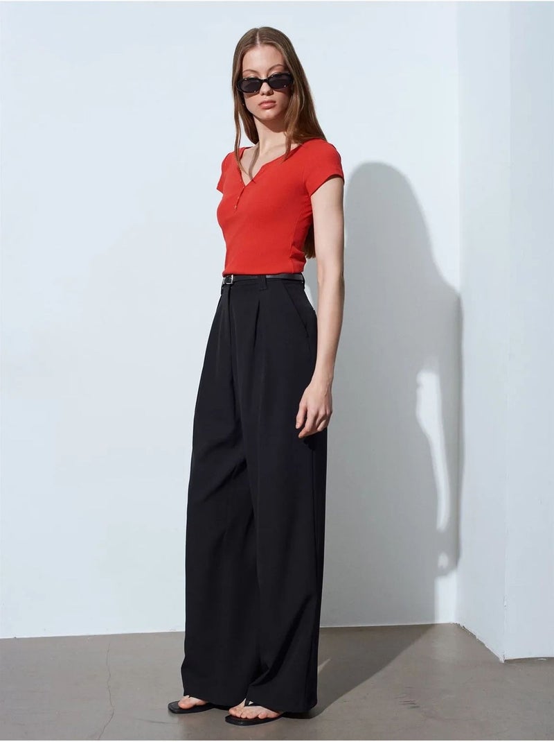 Dilvin t-shirt femme en coton, coupe slim, col rond Rouge - Kiabi