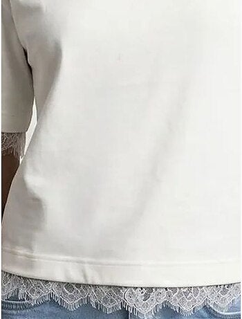 DILVIN T-shirt femme en coton et élasthanne à col rond