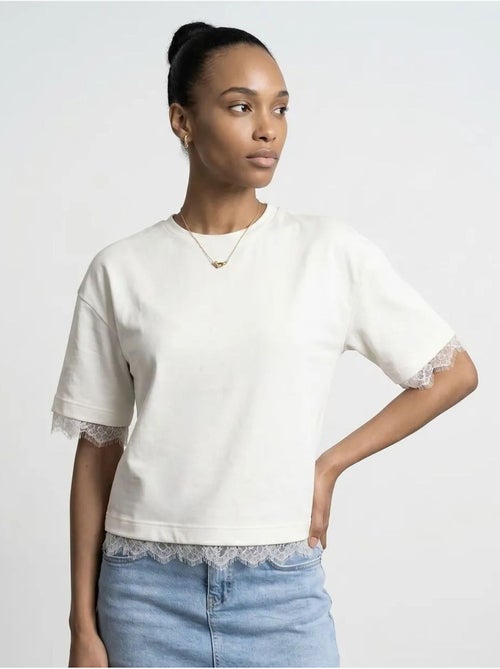 DILVIN T-shirt femme en coton et élasthanne à col rond - Kiabi DILVIN T-shirt femme en coton et élasthanne à col rond - Kiabi