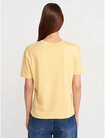 DILVIN T-shirt Femme En Coton Et Modal À Col Rond