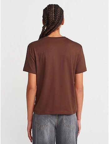 DILVIN T-shirt Femme En Coton Et Modal À Col Rond