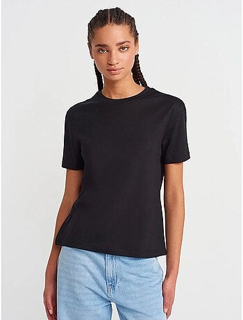DILVIN T-shirt Femme En Coton Et Modal À Col Rond