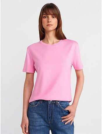 DILVIN T-shirt Femme En Coton Et Modal À Col Rond