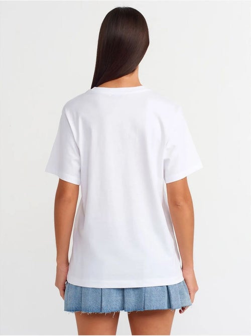 DILVIN T-shirt Femme En Coton Imprimé À Col Rond - Kiabi DILVIN T-shirt Femme En Coton Imprimé À Col Rond - Kiabi