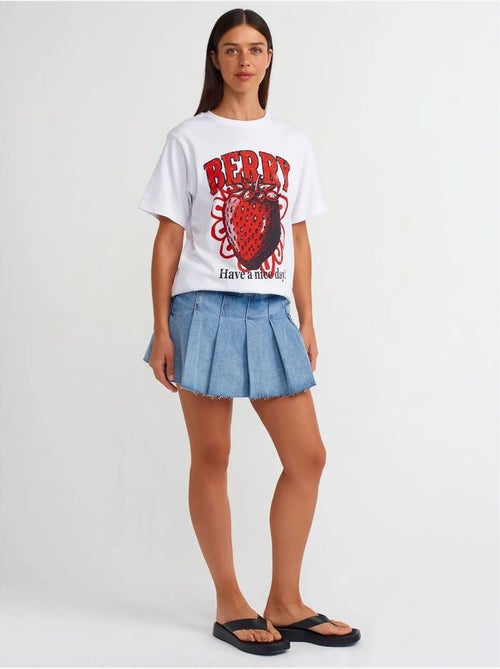 DILVIN T-shirt Femme En Coton Imprimé À Col Rond - Kiabi DILVIN T-shirt Femme En Coton Imprimé À Col Rond - Kiabi