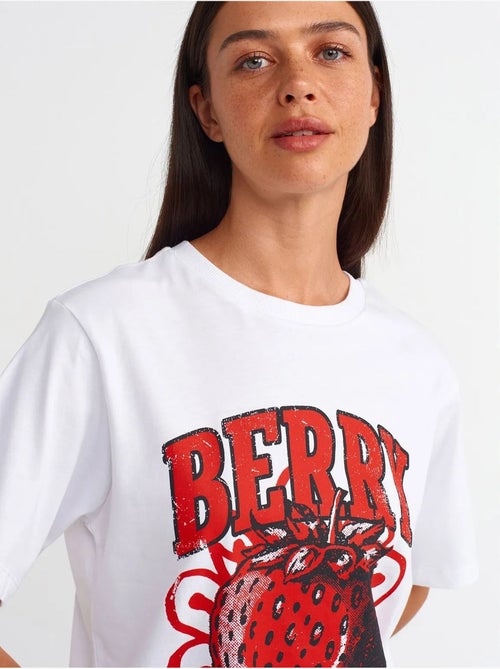 DILVIN T-shirt Femme En Coton Imprimé À Col Rond - Kiabi DILVIN T-shirt Femme En Coton Imprimé À Col Rond - Kiabi