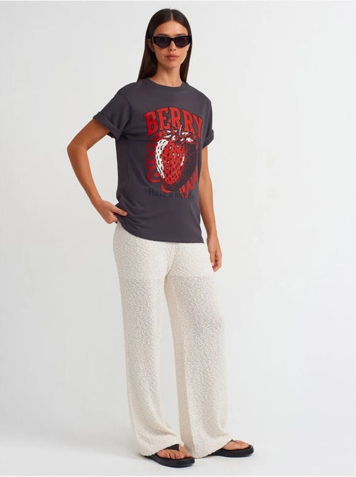 DILVIN T-shirt Femme En Coton Imprimé À Col Rond - Kiabi DILVIN T-shirt Femme En Coton Imprimé À Col Rond - Kiabi