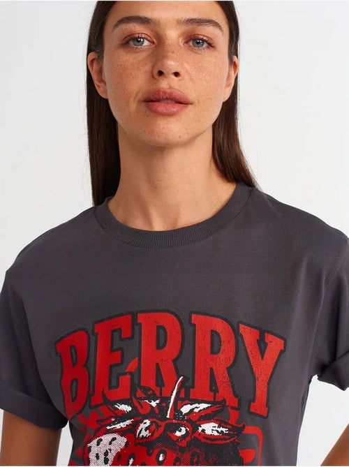 DILVIN T-shirt Femme En Coton Imprimé À Col Rond - Kiabi DILVIN T-shirt Femme En Coton Imprimé À Col Rond - Kiabi
