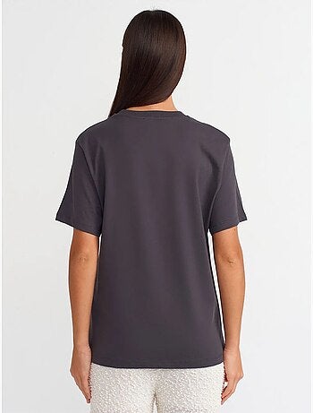 Dilvin t-shirt femme en coton imprimé à col rond