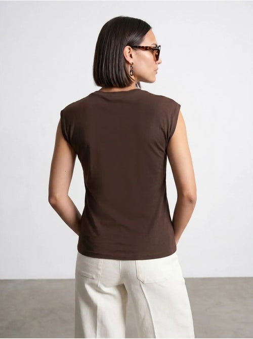 DILVIN T-shirt femme en coton sans manches à col rond et lien - Kiabi