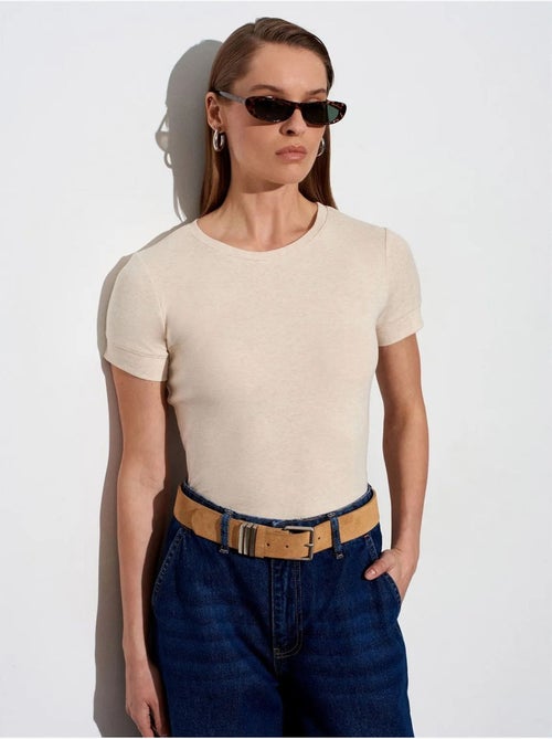 DILVIN T-shirt Femme Slim À Col Rond - Kiabi DILVIN T-shirt Femme Slim À Col Rond - Kiabi