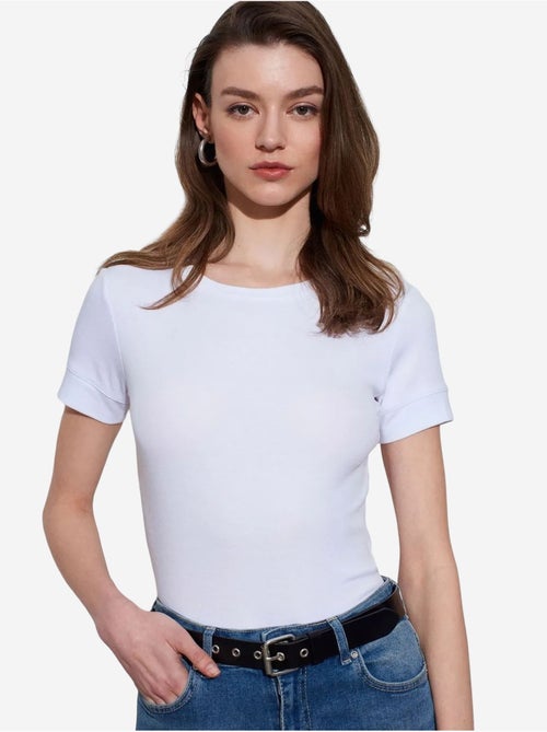 DILVIN T-shirt Femme Slim À Col Rond - Kiabi DILVIN T-shirt Femme Slim À Col Rond - Kiabi