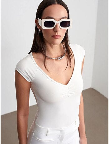 DILVIN T-shirt Femme Slim À Col V