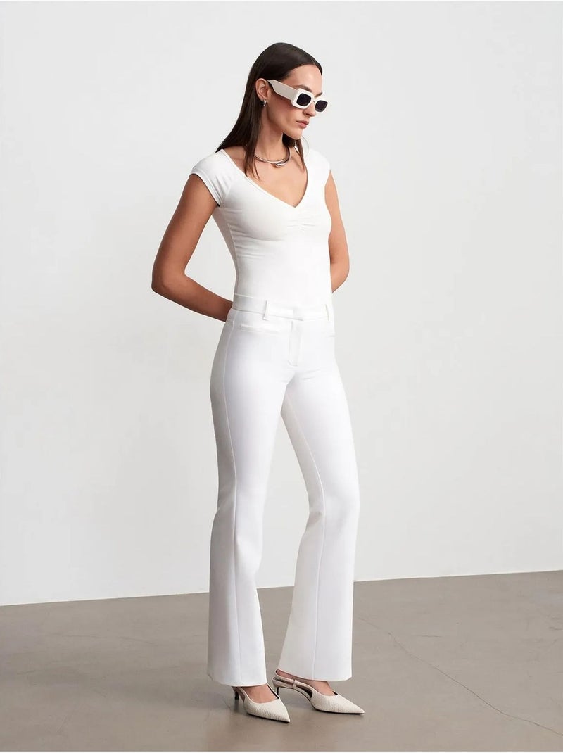 DILVIN T-shirt Femme Slim À Col V Blanc - Kiabi