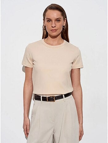 Dilvin t-shirt femme uni à col rond