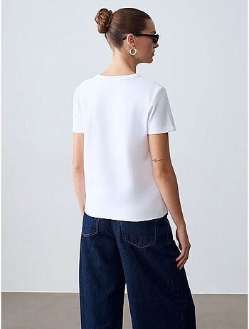 DILVIN T-shirt femme uni à col rond