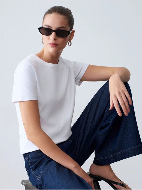 DILVIN T-shirt femme uni à col rond - Kiabi