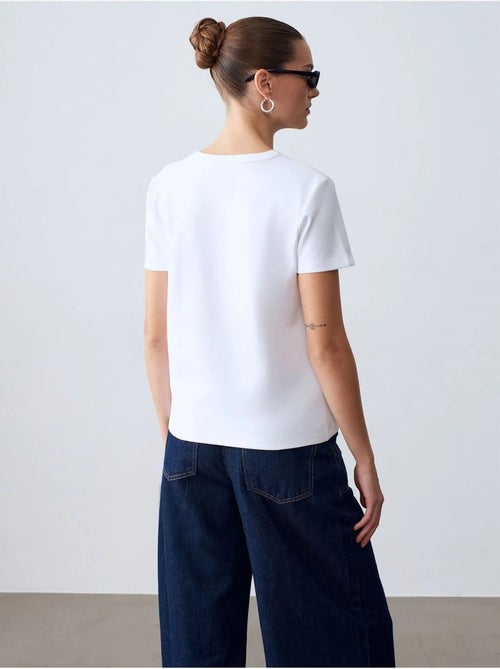 DILVIN T-shirt femme uni à col rond - Kiabi