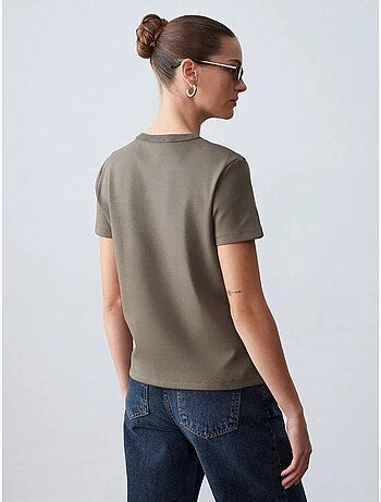DILVIN T-shirt femme uni à col rond