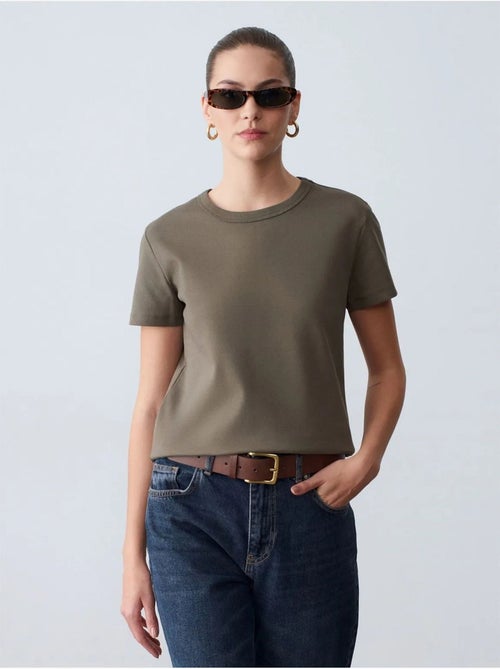 DILVIN T-shirt femme uni à col rond - Kiabi