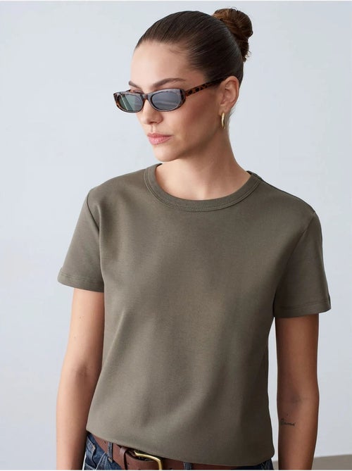 DILVIN T-shirt femme uni à col rond - Kiabi