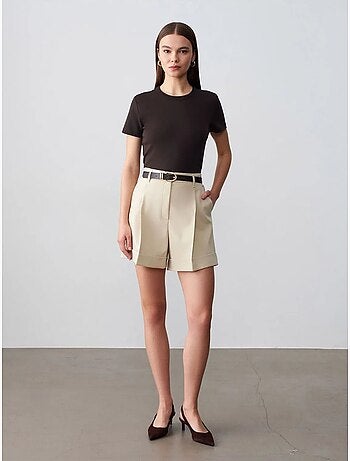 DILVIN T-shirt femme uni à col rond