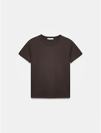 DILVIN T-shirt femme uni à col rond