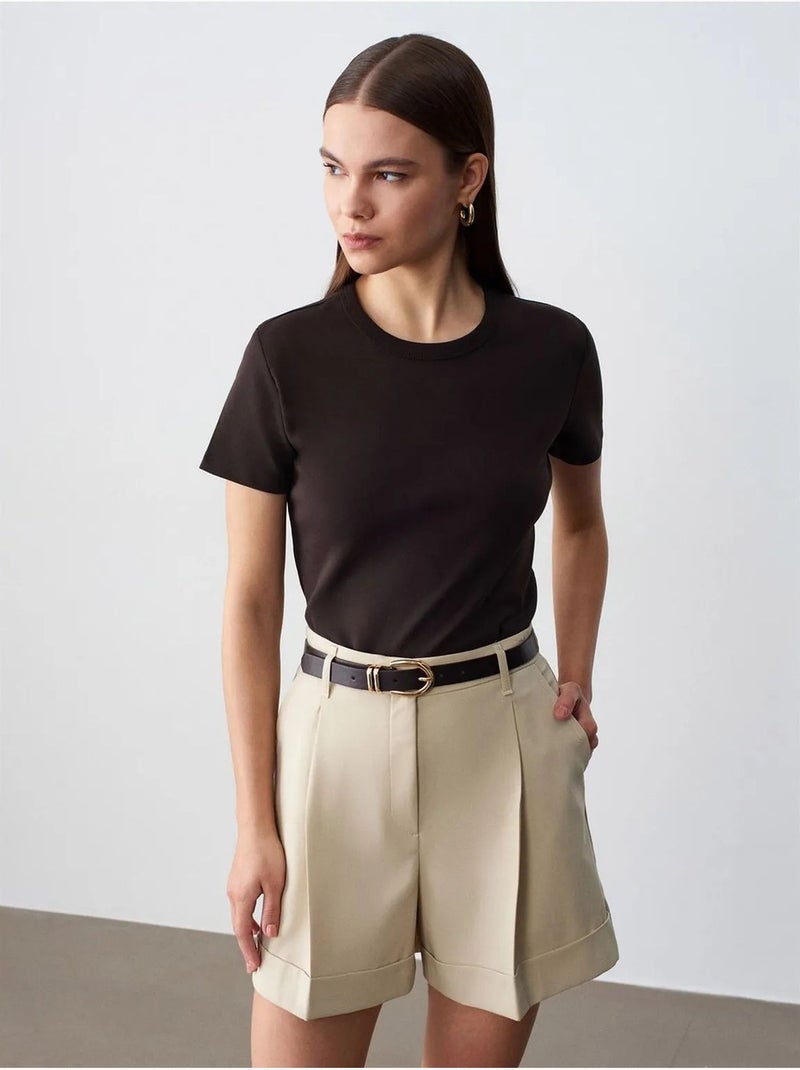 DILVIN T-shirt femme uni à col rond Noir - Kiabi