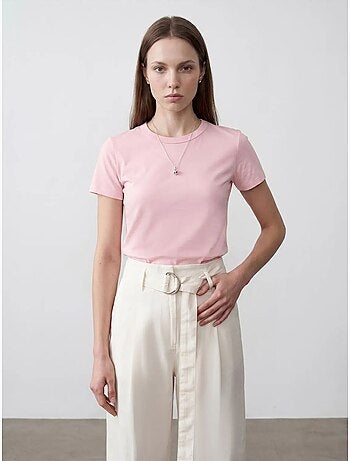 DILVIN T-shirt femme uni à col rond