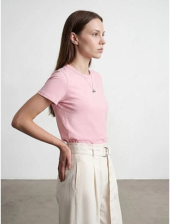 DILVIN T-shirt femme uni à col rond