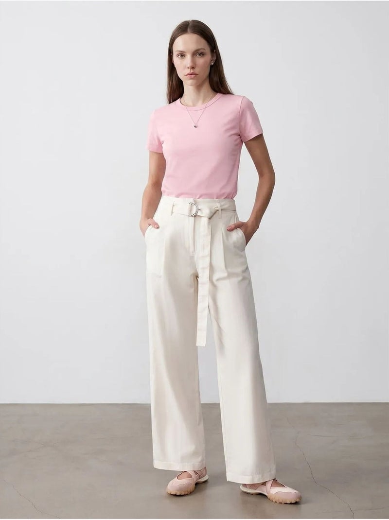 DILVIN T-shirt femme uni à col rond Rose dragée - Kiabi