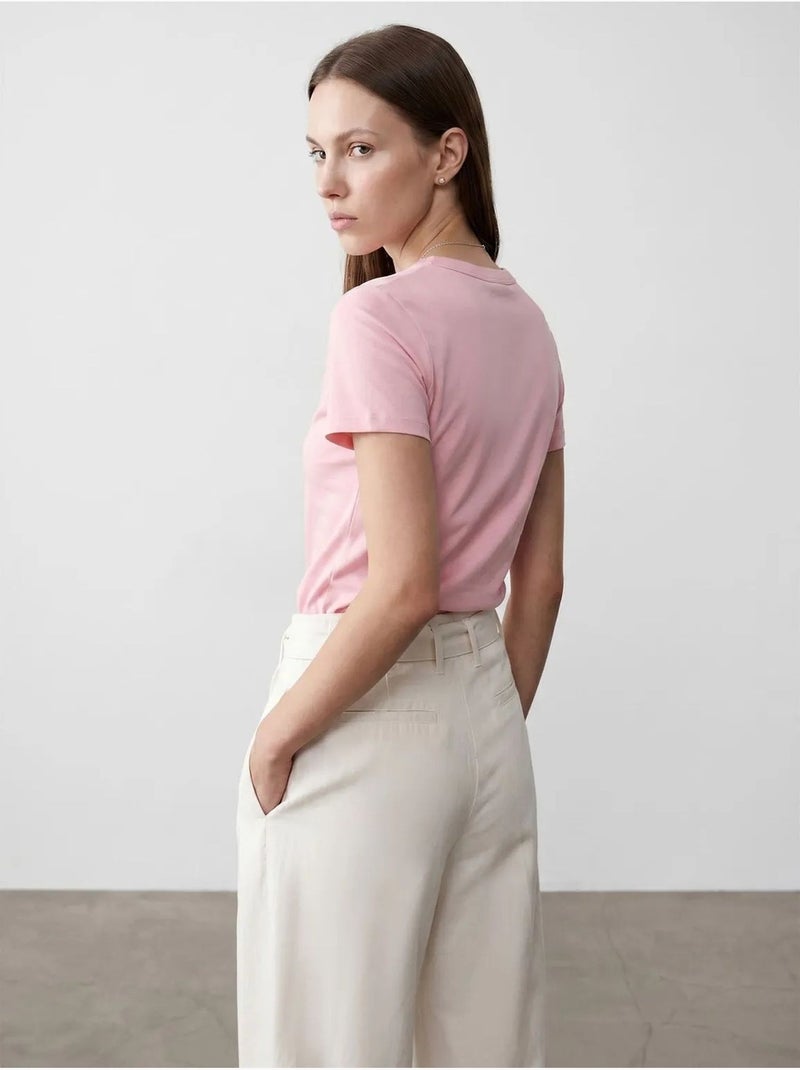 DILVIN T-shirt femme uni à col rond Rose dragée - Kiabi