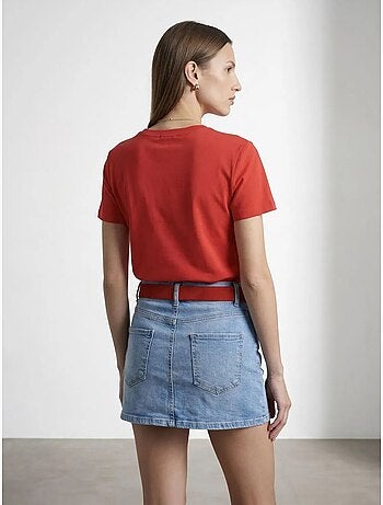 DILVIN T-shirt femme uni à col rond