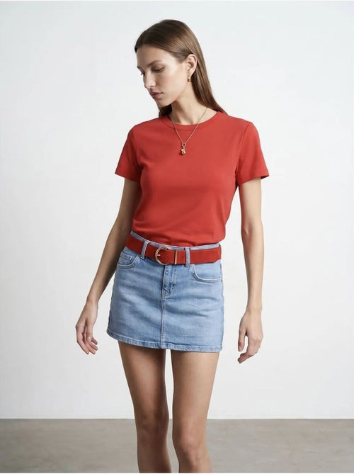 DILVIN T-shirt femme uni à col rond - Kiabi