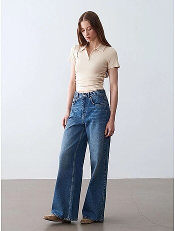 DILVIN T-shirt Polo Court Femme, Coupe Slim