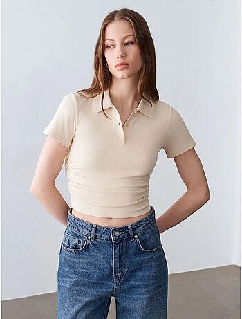 DILVIN T-shirt Polo Court Femme, Coupe Slim