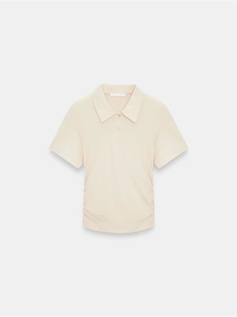 DILVIN T-shirt Polo Court Femme, Coupe Slim Beige - Kiabi