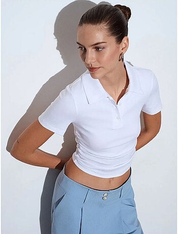 DILVIN T-shirt Polo Court Femme, Coupe Slim