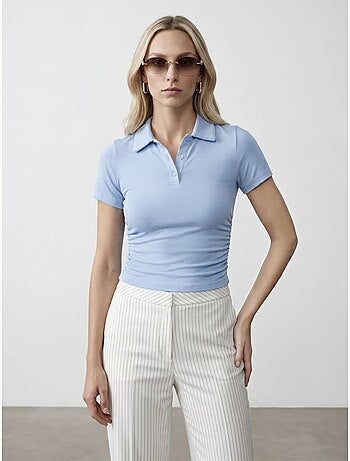 DILVIN T-shirt Polo Court Femme, Coupe Slim